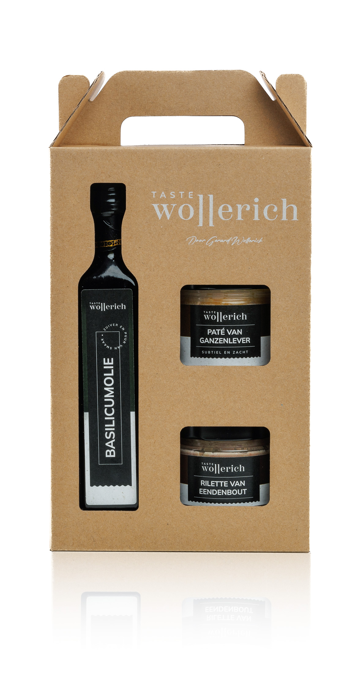 Cadeaupakket - Basilicumolie, pate van ganzenlever en rilette van eendenbout